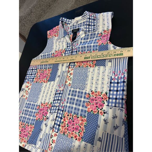 Crazy Horse by Liz Claiborne Sleeveless Button Up Floral Print Blouse Size XL - Picture 7 of 8